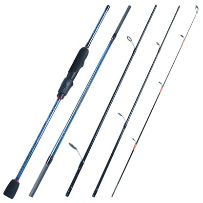 Travel Fishing Rod,6'0-8'0, 5 Piece Portable Spinning/Casting Rod, Carbon Fiber Graphite Fishing Pole, ML/M Fast Action, Anti-Tangle Guides, Solid Carbon Tip - size: F-Spinning7'