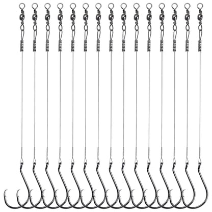 Circle Hooks Rigs, 15pcs Fishing Leader Rigs with Steel Leader Wire and Circle Hooks 1/0 2/0 3/0 4/0 5/0 6/0 7/0 8/0 9/0 10/0 for Bass, Catfish Fishing - size: 8/0