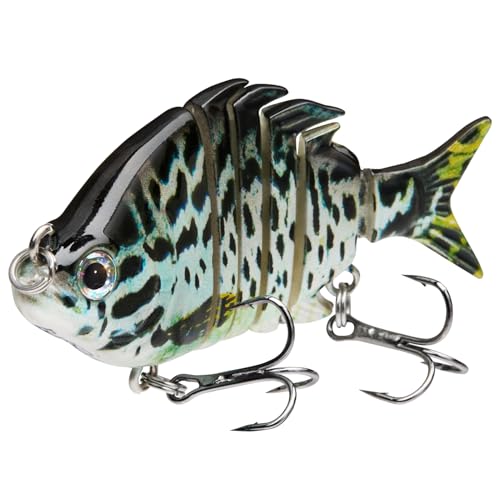 Bassdash SwimPanfish 0.34oz Hard Swimbaits Multi Jointed Topwater Trout Bass Fishing Crank Lure for Freshwater and Saltwater - color: Blue Mackerel