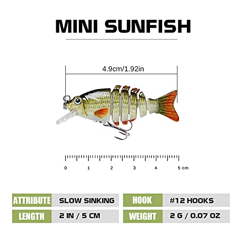 TRUSCEND Swimmax Easy Catch Fishing Lures with BKK Hooks, Wiggling, Vibrating, Rattling and Gurgling for More Bites, Heavy-Duty Dyneema Fiber Jointed Swimbaits for Bass, Trout, Crappie, Walleye, Pike - color: A3-2",0.07oz
