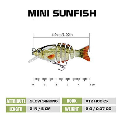 TRUSCEND Swimmax Easy Catch Fishing Lures with BKK Hooks, Wiggling, Vibrating, Rattling and Gurgling for More Bites, Heavy-Duty Dyneema Fiber Jointed Swimbaits for Bass, Trout, Crappie, Walleye, Pike - color: A3-2",0.07oz