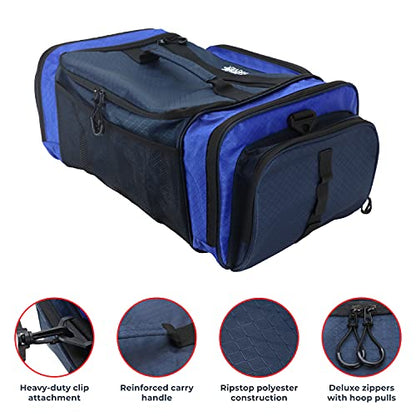 OSAGE RIVER Large Waterproof Fishing Tackle Bag with Padded Shoulder Strap, Ripstop Soft Sided Bag with Fishing Pliers Holder - color: Blue with 3 Tackle Boxes