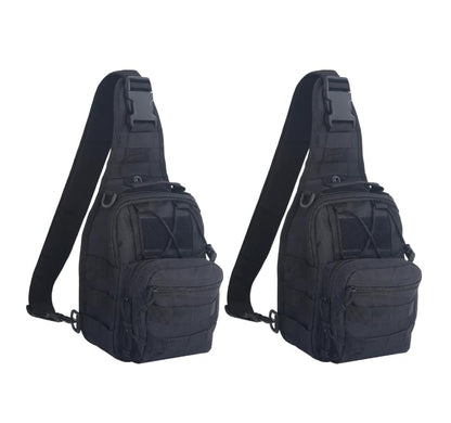 FAMI Outdoor Tactical Bag Backpack, Military Sport Bag Pack Sling Shoulder Backpack Tactical Satchel for Every Day Carry (Black 2 Packs) - color: Black 2 Packs