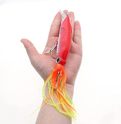 Squid Fishing Lures Large Simulation Luminous Artificial Lures Baits with 3D Holographic Eyes & Treble Hook, Built in Lead Blocks, Lifelike Plastic Fishing Soft Lures for Saltwater Fishing - style: Squid-5pcs