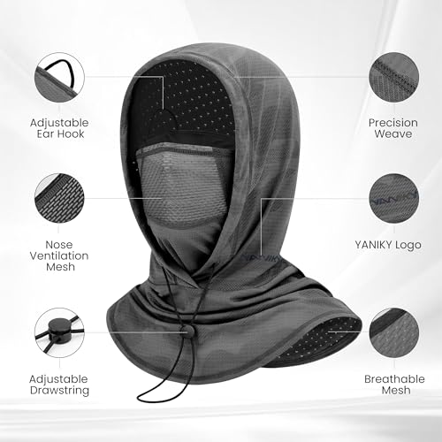 YANIKY Summer Cooling Balaclava with Breathable Holes, Sun UV Protection Face Mask for Running, Cycling, Fishing, Men & Women - color: Black & Dark Gray Camo Set