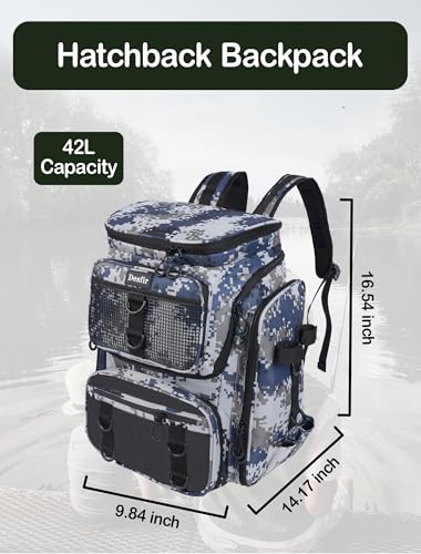 Handor Fishing Tackle Backpack, 50L Capacity, Waterproof Fishing Gear Bag (Camouflage gray) - color: Camouflage Gray