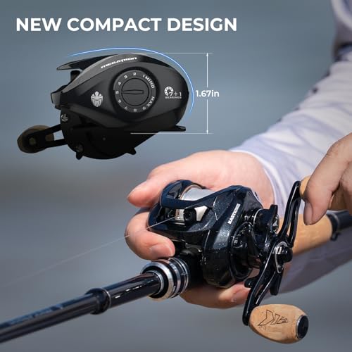 KastKing MegaTron Baitcasting Reels, High Capacity or High Speed Low Profile Casting Reel, 7+1 Double Shielded Stainless Steel BB, 8-Button Magnetic Brakes, Powerful Drag, Freshwater & Inshore Fishing - size: Left- 7.2:1, style: Megatron 100