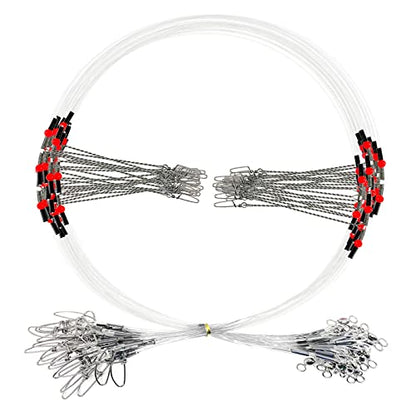 YOTO Fishing Tackle Leaders,Hi-Low Rig,Double Arms Saltwater Stainless Steel Leader with Swivels,High-Strength Fish Wire Gear Equipment, Fishing Gift - color: D2-Nylon Leader-70lb-24pcs