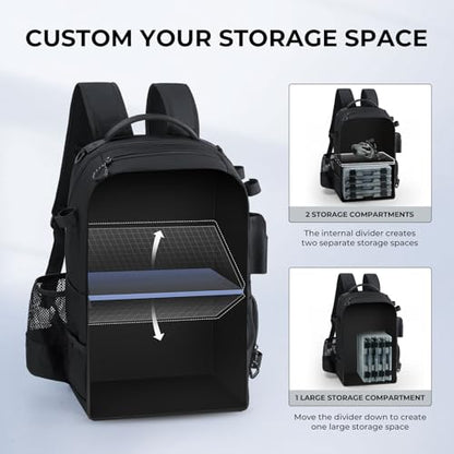 KastKing BaitSpace Fishing Tackle Backpack with Removable Bait Binder,2 Rod Holders Storage Fishing Gear and Equipment - color: E: Black（Without tackle box）