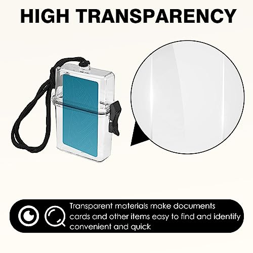Waterproof ID Card Badge Holder Case - Floating Sports Case with Hanging Ring and Rope - Money and Key Holder - Small Waterproof Case for Swimming, Boating