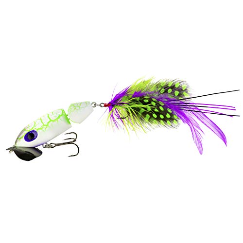 Arbogast Jointed Jitterbug 2.0 Topwater Bass Fishing Lure, 2 1/2 Inch, 3/8 Ounce - color: White Zombie