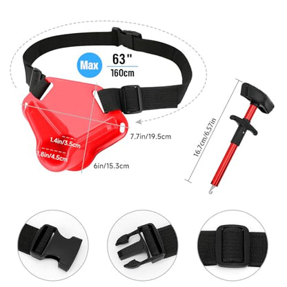 SANLIKE 2PCS Adjustable Fishing Fighting Belt ABS Rod Waist Support Tackle | Soft EVA cushion eases belly pressure, quick adjust waist strap, deep rod slot, bonus metal clip for small tackle storage - color: Red Fishing Belt & Hook Remover