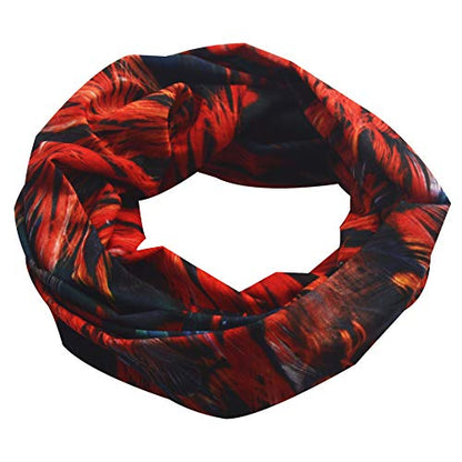 Obacle Seamless Face Mask Rave Bandana Men Women for Dust Sun Wind Protection - color: Feather Red Green