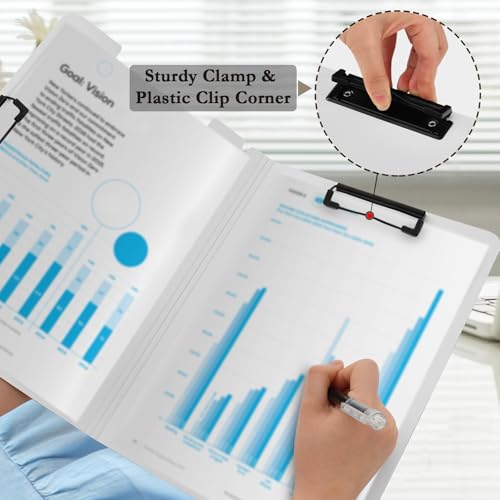 A4 Foldable Clipboard Folder with Double Clips Metal Clip, Pen Holder, 360 Degree Foldable Storage Clipboards Fish Lures Hooks Binder File Folder for Office,Nursing,Work,