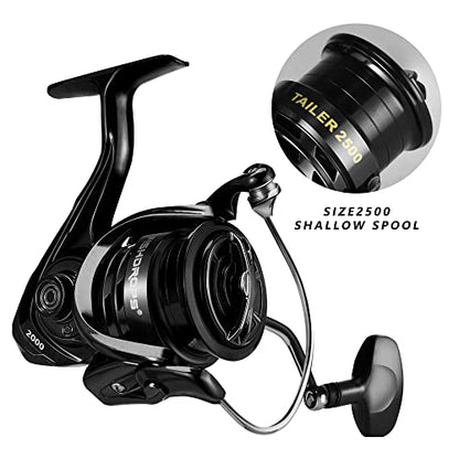 Fishdrops Fishing Reels Spinning Reel Left/Right Interchangeable Aluminium Handle, 7.5 oz Ultralight Spinning Reels, 5.5:1 Gear Ratio Deep/Shallow Aluminum Spool for Freshwater and Saltwater - size: TAILER2500