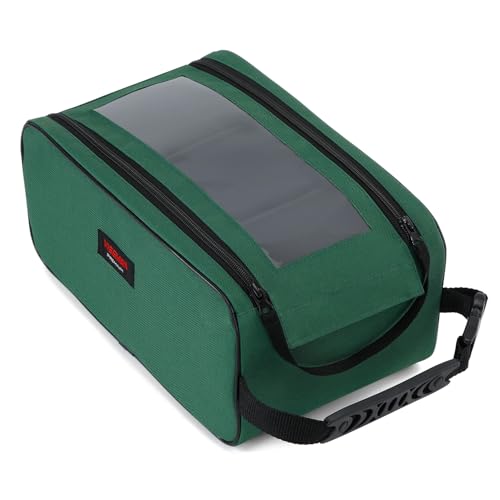 VISEMAN Fishing Tackle Bag, Waterproof Bait Storage Bag, Tackle Organizer | Fishing Bait Bag with Transparent Window for Crappie and Bass Fishing - color: Green