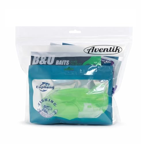 Aventik Fishing Bait Storage Bags - (10/20PACK) Durable Clear Organizer for Soft Plastic Baits, Lures, Tackle & Fishing Gear - Waterproof and Reusable Size11.18” X 9.45”(10pcs) - size: 11.18 X 9.45inch-10PACK