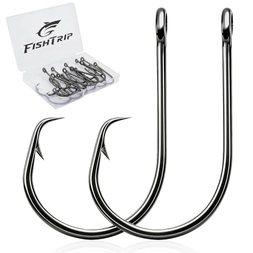 FishTrip 50/100pcs Fishing Circle Hooks, 3X Strong in-Line Sharp Barbed High Carbon Steel Fishing Catfish Octopus Hooks for Freshwater Saltwater - size: 4#_50pcs