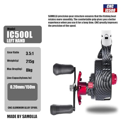 Pack of 1 Ultra Portable High-Foot Ice Fishing Reels with Smooth 8KG Drag, Inline Ice Reel and 3.5:1 Coil Drop System