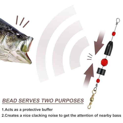 Carolina Rigs for Fishing 5pcs Carolina Ready Rigs with Bullet Worm Weights Pre Rigged Carolina Rigs for Bass Fishing Catfishing Saltwater Freshwater - size: 1oz-5pcs
