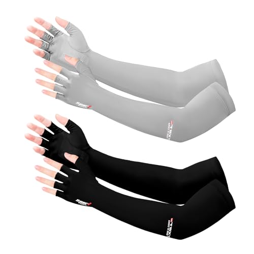 UV Protection Gloves - Non Slip Sunblock Gloves for Summer Outdoor Fishing & Driving - color: Black Gray