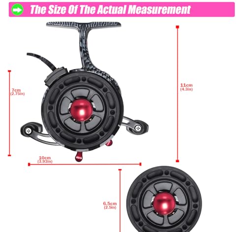 Pack of 1 Ultra Portable High-Foot Ice Fishing Reels with Smooth 8KG Drag, Inline Ice Reel and 3.5:1 Coil Drop System