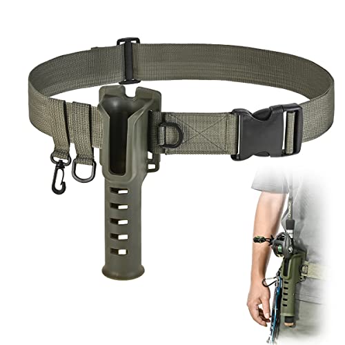 CODEK Fishing Waist Belt Rod Holder - Adjustable Wading Belt With Portable Pole Inserter for Spinning, Casting Reel, Surf, Kayak, Fly Fishing Gear Accessories - Wader Strap - style: Green