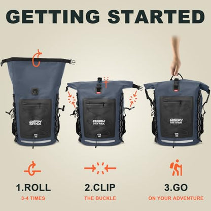OSAH DRYPAK Waterproof Backpack Dry Bag 25L/35L/55L/85L – Heavy Duty Roll-Top Hiking Backpack Sack Keeps Gear Dry for Travel, Kayaking, Boating, Camping, Rafting and Fishing - color: Blue, size: 25L