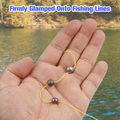 Removable Split Shot Weights Fishing Weight Sinker Slip On Fly Fishing Line Sinkers Freshwater Saltwater Round Lead Sinking Egg Sinkers Fishing Drop Shot Sinker Fish Tackle - size: 3.0g - 100 Pack