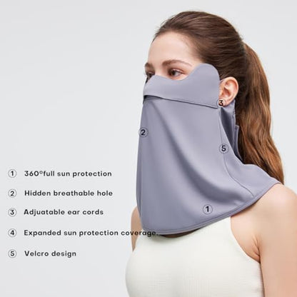 Sun UV Face Mask UPF 50+ Breathable Face Cover Scarf Cooling Neck Gaiter Outdoor Cycling Hiking SLF6M005T - color: Dark Grey
