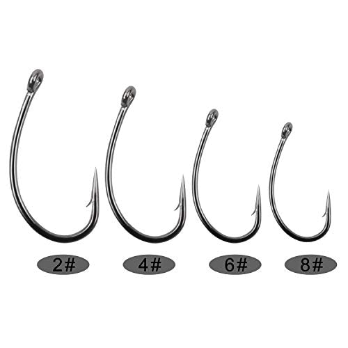 Carp Fishing Hooks- 120pcs Barb Curved Shank Carp Hooks Circle Fish Hooks Freshwater Saltwater for Hair Rigs Carp Fishing Tackle - size: 2# 120pcs