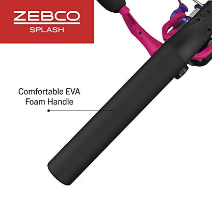 Zebco Splash Junior Spinning Reel and Fishing Rod Combo, 4-Foot 2-Piece Fishing Pole, Changeable Right- or Left-Hand Retrieve, Pre-Spooled with 6-Pound Zebco Line