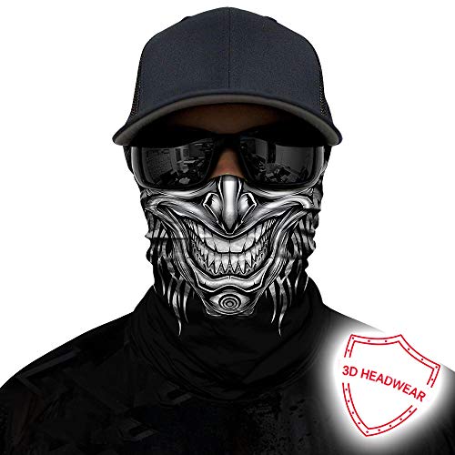 Obacle Neck Gaiter Face Mask Bandana for Dust Wind Sun Protection for Men Women - color: Skull Beard V Teeth