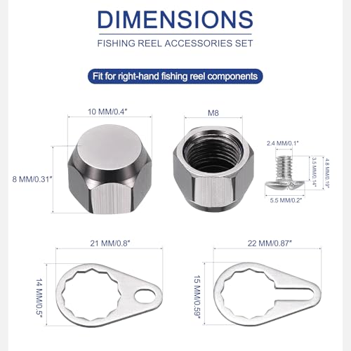 Fishing Reel Screw Nut Caps, Right Handle Locking Plate Nut Replacement Part - color: Grey, size: M8