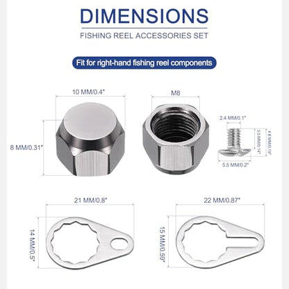 Fishing Reel Screw Nut Caps, Right Handle Locking Plate Nut Replacement Part - color: Grey, size: M8