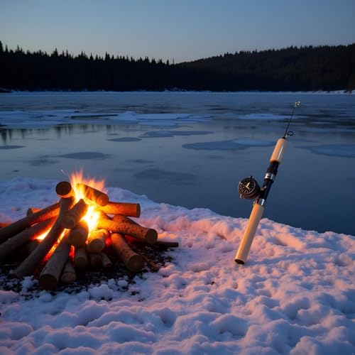 Ice Fishing Rod Combo - Telescopic Fishing Rod, Ergonomic Ice Fishing Gear,Retractable Winter Fishing Pole, Cold Weather Fishing Rod, Portable Rod Combo Suitable for Trout,Walleye and Perch（Pale Pink）