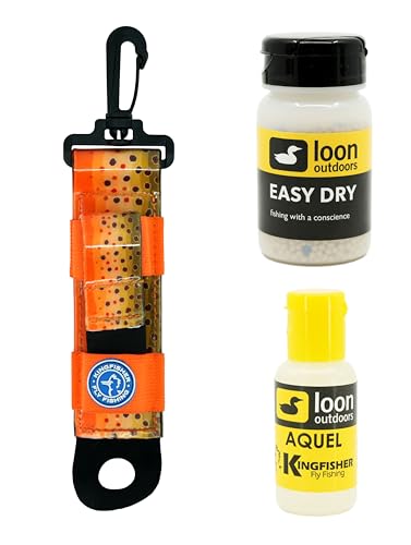 Loon Outdoors Aquel and Easy Dry Dry Fly Floatant with Kingfisher Combo Holder - color: Orange