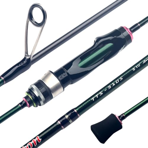 Teton 5'2"-6'6" BFS Fishing Rod Casting & Spinning, Ultra Light Rods, 40T Carbon Fiber Blank, Fuji Guides & Reel Seat, MF Fast Action, 2 Piece Travel Trout Lure Pole - size: Spin 5'10"-S-Fast-TTS510S