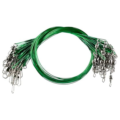 40Pcs Anti-Bite Wire Fishing Leaders with Swivel Snap | Multi-Strand Stainless Steel Fishing Leader Line for Lures, Bait Rigs & Hooks, Pike and Bass Fishing, 8in/10in/12in - size: 12in_30cm_40pcs