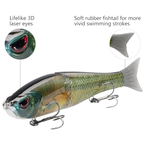 Bassdash SwimShad Glide Baits Jointed Swimbait Bass Pike Salmon Trout Muskie Fishing Lure - color: Lake Chub, size: 4.5in/0.65oz