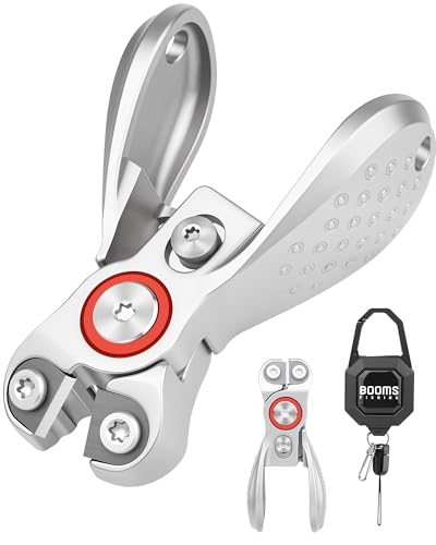 Booms Fishing Line Cutter with Retractor: Mini Fishing Scissors for Braided Line - Stainless Steel Fishing Clippers & Nippers with Safety Release Lock - Fly Tying Scissors for Men, LC1