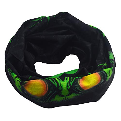 Obacle Neck Gaiter Face Mask Bandana for Dust Wind Sun Protection for Men Women - color: Skull Green Face White Teeth Open Mouth