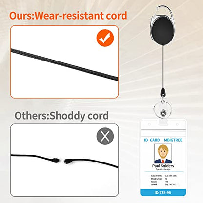 10 Pack ID Badge Holder, Badge Holder Retractable Clip with Carabiner Reel Clip and Key Ring for Men and Women - style: Black-10pcs with ID hold