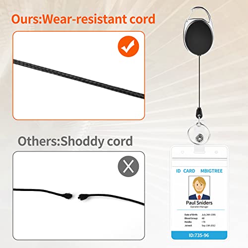 5 Pack ID Badge Holder,Badge Holder Retractable Clip with Carabiner Reel Clip and Key Ring for Men and Women - style: Black-5pcs with ID hold