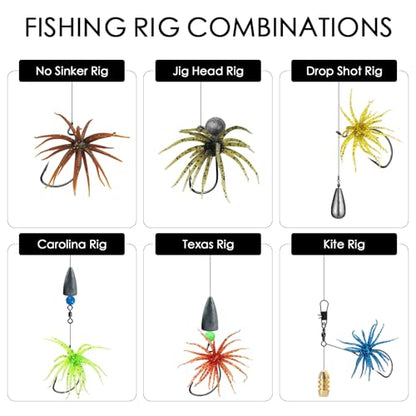 6 Pcs Soft Urchin Lures Fishing Saltwater Slow Floating Lures for Bass Trout Crappie - color: 1.97in/0.06oz