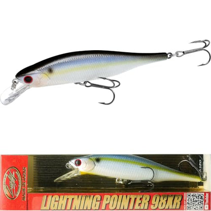 LUCKY CRAFT Lightning Pointer 98XR, Freshwater Bass Fishing Lures and Walleye Fishing Lures, 4" Slow Sinking Jerkbait, 6-7ft Depth, Largemouth Smallmouth, Tournament Fishing Gear - color: 183 Pearl Threadfin Shad