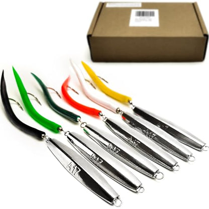 Diamond Jigs Saltwater Fishing Lures, 1-16oz Flat Metal Jigging Spoon Baits for Surf Fishing Bottom Bouncing Sinking Casting, Vertical Ocean Lures for Bluefish Striper Tuna Salmon Freshwater - color: A2-6pcs-2oz