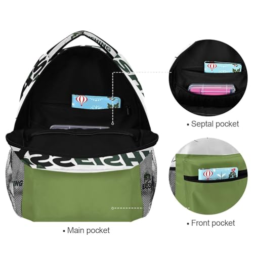 Pfrewn Largemouth Bass Fishing Backpack for Boys Men Travel Laptop Backpack Daypack Bag 17 Inch - color: Bass Fishing, size: 12x7.3x16.9in
