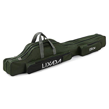 Lixada Fishing Rod Case, Portable Folding Fishing Rod Case Fishing Pole Reel Storage Bag Fishing Gears Organizer