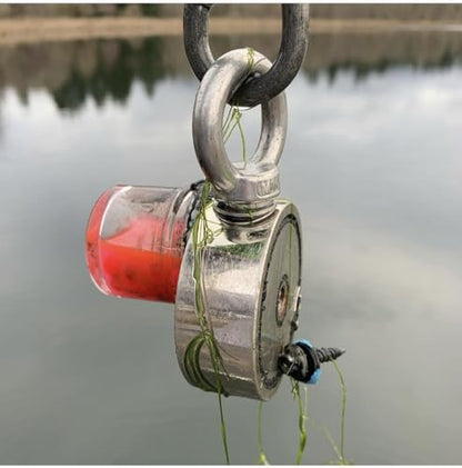 MUTUACTOR Fishing Magnet Kit Heavy Duty, Double Sided 1320lbs Rare Earth Magnets with 65Ft Salvage Rope, Super Strong Φ2.95'' Neodymium Magnet Fishing Kit for Retrieving Treasure in River - style: 1320lb Magnet(Double Sided)--Φ 2.95"